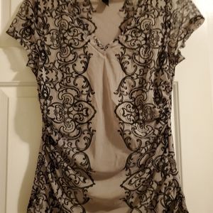 INC International Concepts taupe blouse Sz XXL